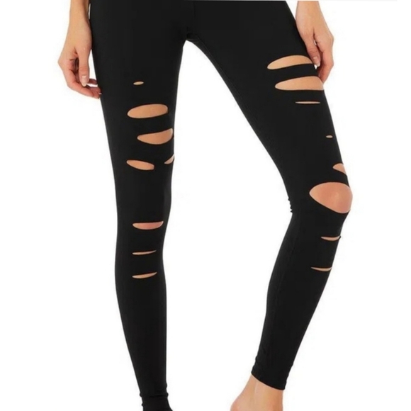 Alo Yoga Warrior High Waisted Cut Out Yoga Workout Full Length Leggings Size S - Picture 1 of 14